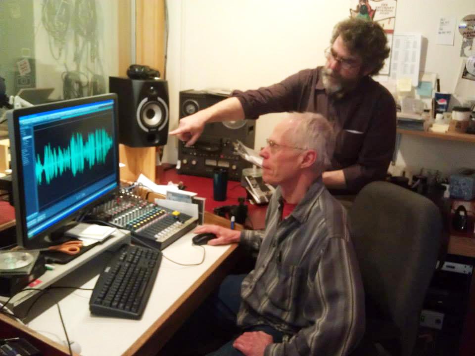 Brodie Cates working with music director Jim Kehoe in the production room